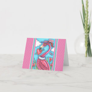 PINK FLAMINGO VALENTINE HERZEN, LIEBE BIRD Blank Karte