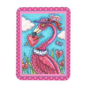 PINK FLAMINGO VALENTINE HERZEN, LIEBE VÖGEL WHIMSY MAGNET