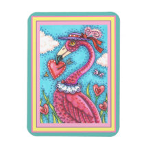 PINK FLAMINGO VALENTINE HERZEN, LIEBE VÖGEL WHIMSY