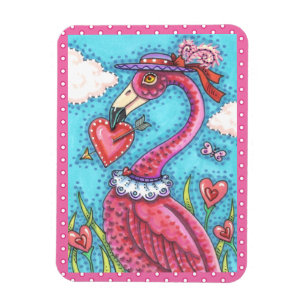 PINK FLAMINGO VALENTINE HERZEN, LIEBE VÖGEL WHIMSY MAGNET