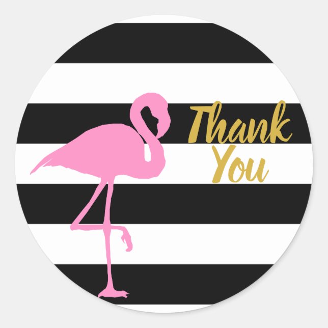 Pink Flamingo Vielen Dank Runder Aufkleber (Vorderseite)