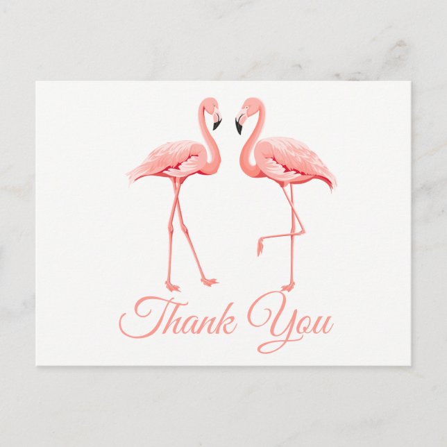 Pink Flamingo Vielen Dank Tropical Wedding Summer Postkarte (Vorderseite)