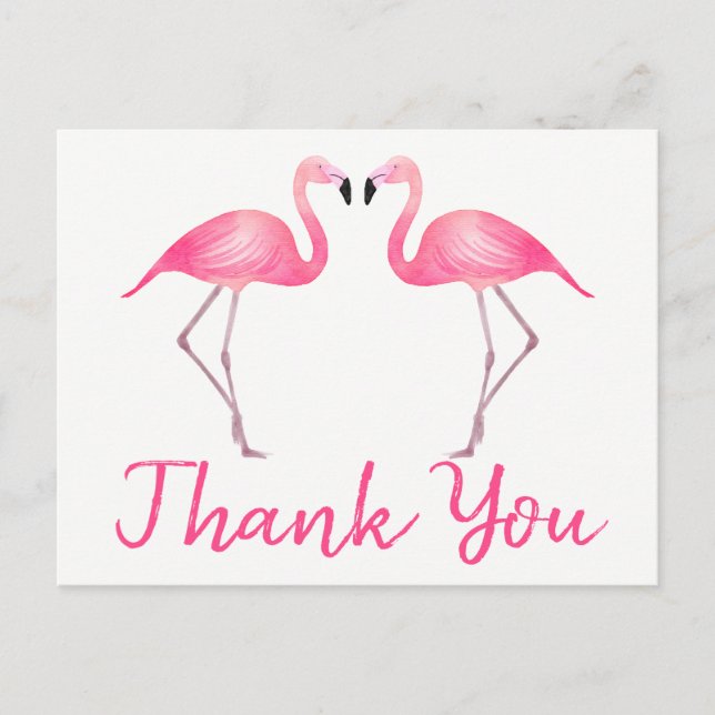 Pink Flamingo Vielen Dank Tropical Wedding Summer Postkarte (Vorderseite)