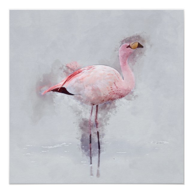 Pink Flamingo Watercolor Poster (Vorderseite)