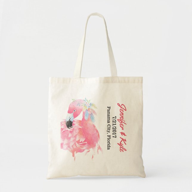Pink Flamingo Wedding favor Tote Bag Tragetasche (Vorne)