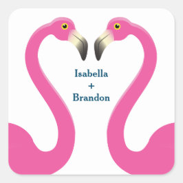 Pink Flamingo Wedding Sticker