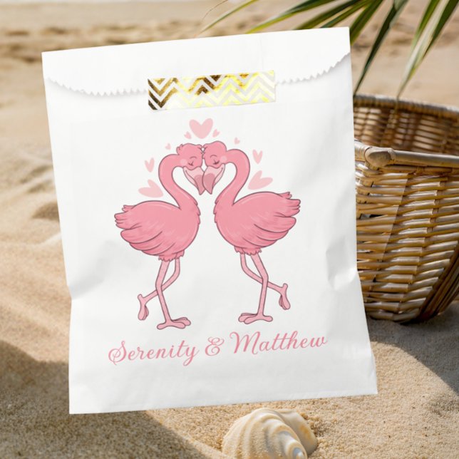 Pink Flamingo Wedding Tropical Hawaiian Luau Beach Geschenktütchen (Von Creator hochgeladen)