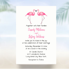 Pink Flamingo Wedding Tropical Summer Beach Einladung