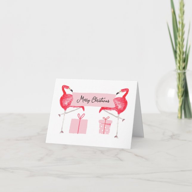 Pink Flamingo Weihnachten Retro Tropischer Urlaub (Vorderseite)