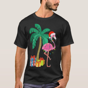 Pink Flamingo Weihnachts Palme Tree Tropical Xmas  T-Shirt