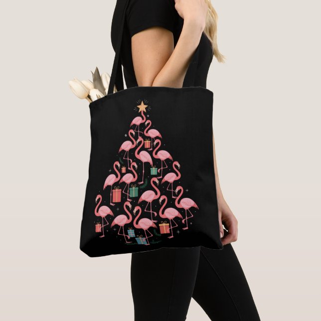 Pink Flamingo Weihnachtsbaum Flamingos Holiday Tasche (Von Nahem)