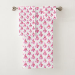 Pink Flamingo Weihnachtsbaum Muster Badhandtuch Set