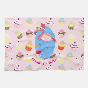 Pink Flamingo Weihnachtscocktails und Cupcakes Küchentuch