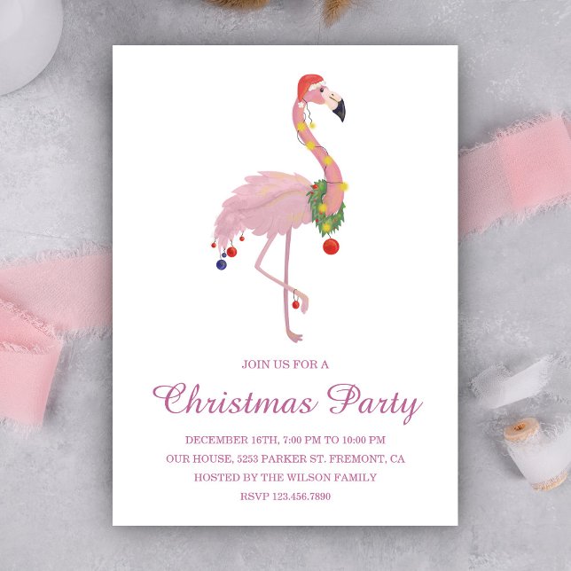 Pink Flamingo Weihnachtsfeier Party Einladung (Von Creator hochgeladen)