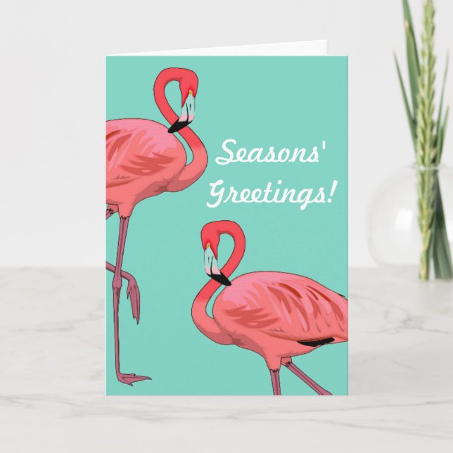 Pink Flamingo Weihnachtsfeiertage Frohe Festtage Feiertagskarte (Vorderseite)