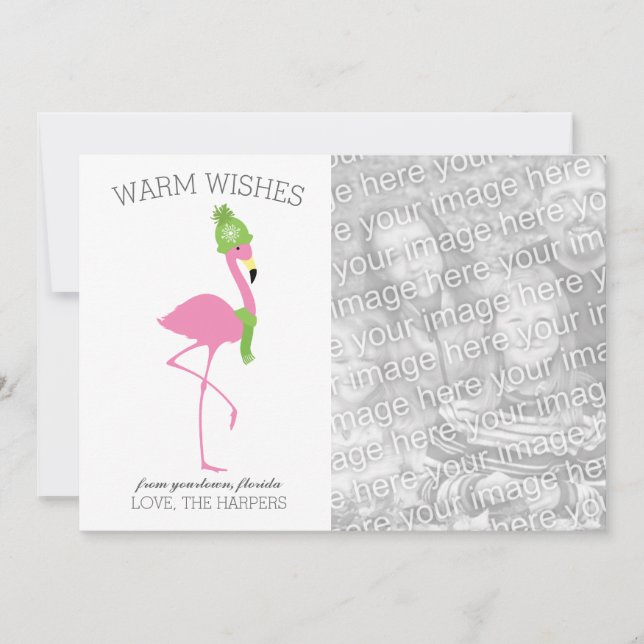 Pink Flamingo Weihnachtskarte Feiertagskarte (Vorderseite)