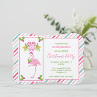 Pink Flamingo Weihnachtsmannmütze Candy Canes und