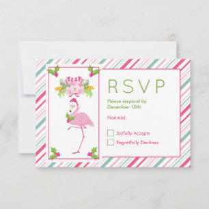 Pink Flamingo Weihnachtsmannmütze Candy Canes und  RSVP Karte