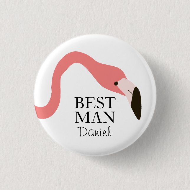 Pink Flamingo Whimsy Best Man Button (Vorderseite)