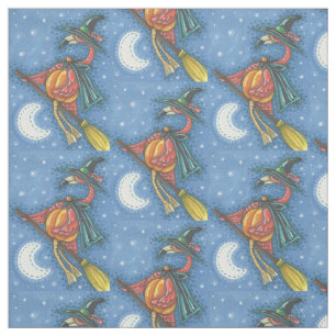 PINK FLAMINGO WITCH, HALLOWEEN FABRIC Wiederholung Stoff