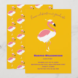 Pink Flamingo Yellow Animal Abschluss Einladung