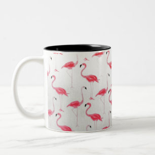 Pink Flamingo Zeichnend Flamingo Artist Pink White Zweifarbige Tasse