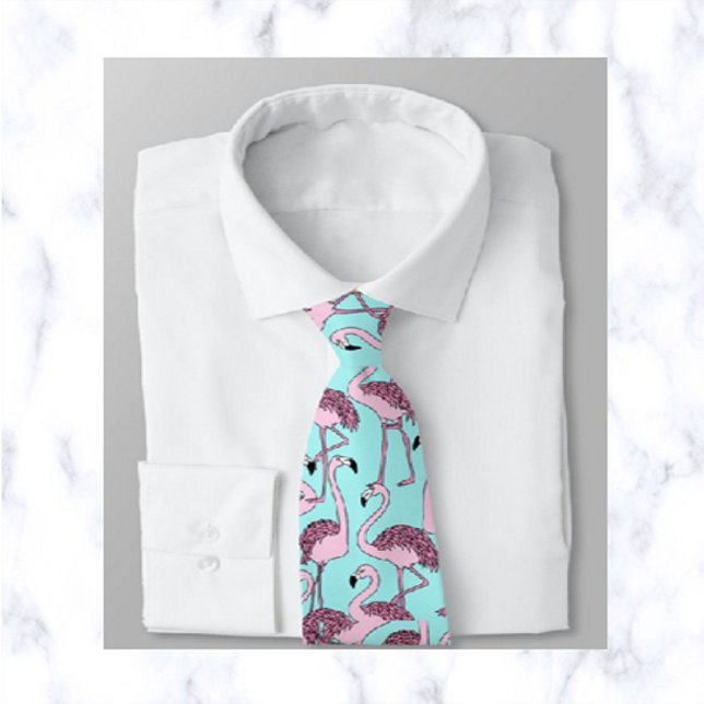Pink Flamingos auf Blue Neck Tie Krawatte (Von Creator hochgeladen)