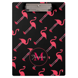 Pink Flamingos auf Personalisiert schwarz Klemmbrett