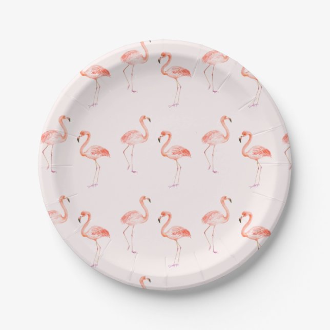 Pink Flamingos Babydusche Pappteller (Vorderseite)