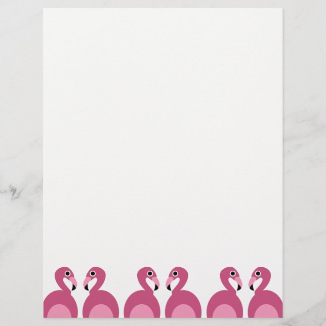 Pink Flamingos Border - Letterhead Stationery (Vorderseite)