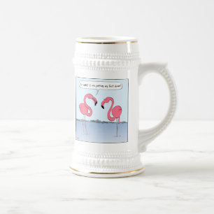 Pink Flamingos Cartoon Lustiger Kitschiger Witz Bierglas
