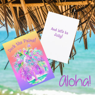 Pink Flamingos Christmas Palm Tree Personalisiert Karte