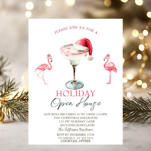 Pink Flamingos Cocktail Santa Hut Einweihungsfeier Einladung