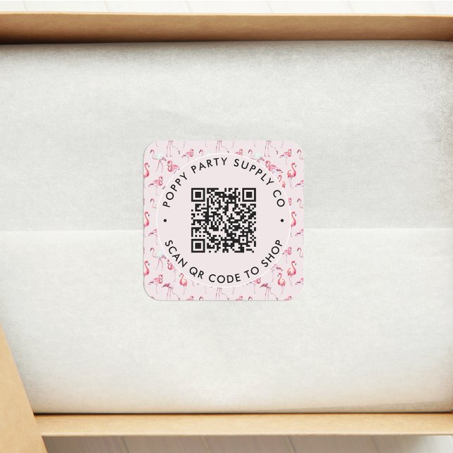 Pink Flamingos Custom QR Code Shop Aufkleber (Von Creator hochgeladen)
