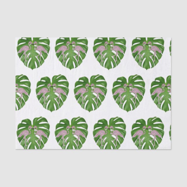Pink Flamingos Flamingo Monstera Seidenpapier (Vorderseite)