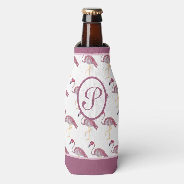 Pink Flamingos Flamingos kann Flasche Cooler Flaschenkühler (Flaschenvorderseite)