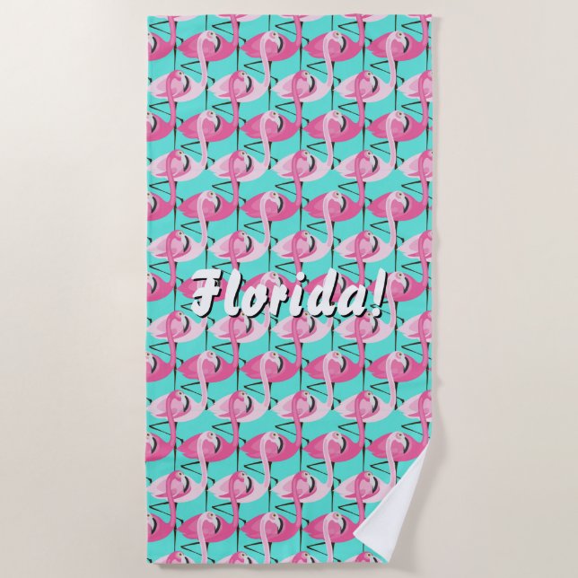 Pink Flamingos Florida Textänderung Farbe Strandtuch (Vorderseite)