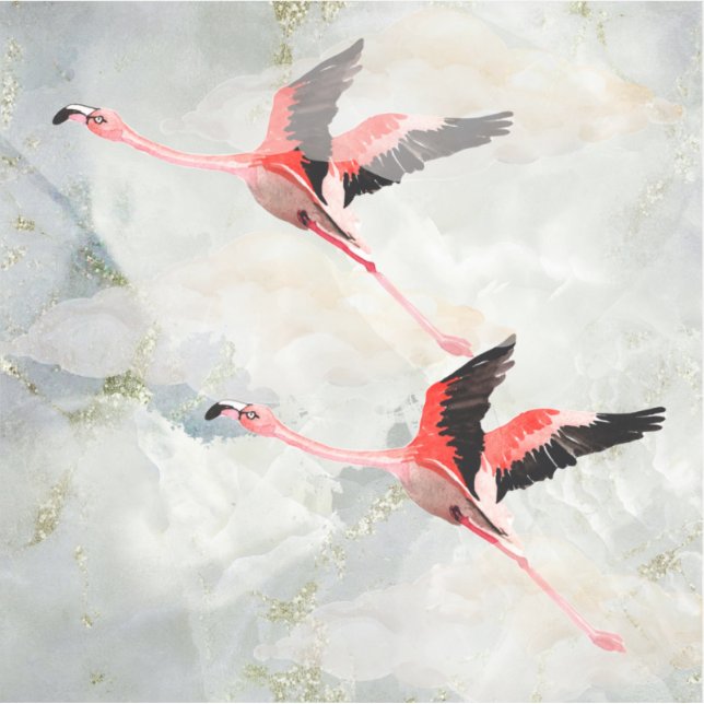 Pink Flamingos Flying Marble Sky Aufkleber (Vorderseite)