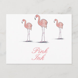 Pink Flamingos Fun Niedlich Zeichnend Postkarte