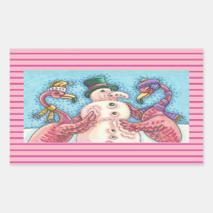 PINK FLAMINGOS GEBÄUDE SNOWMAN CHRISTMAS STICKERS
