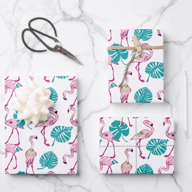 Pink Flamingos Geschenkpapier Set (Vorderseite)