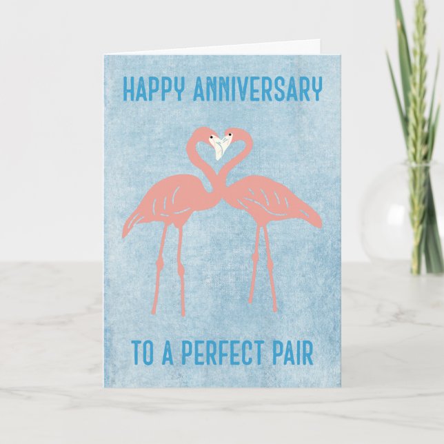 Pink Flamingos Happy Jubiläumskarte zum Paar Karte (Vorderseite)