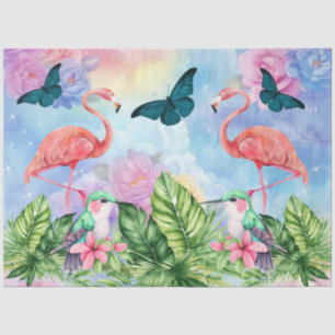 Pink Flamingos Hummingbirds & Butterfisch Seidenpapier