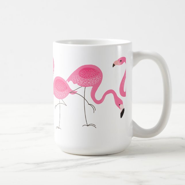 Pink Flamingos Illustration Kaffeetasse (Rechts)