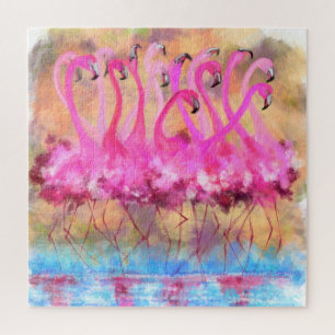 Pink Flamingos Liebe Dance - Original Art Malerei