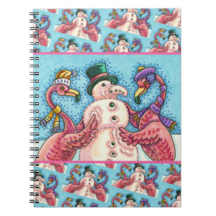 PINK FLAMINGOS MACHEN SNOWMAN, FUNNY CHRISTMAS VÖG NOTIZBLOCK