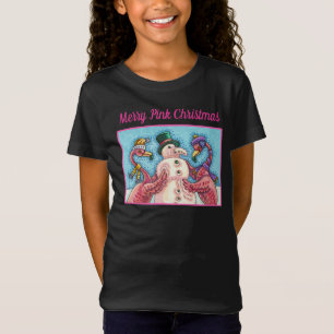 PINK FLAMINGOS MACHEN SNOWMAN, FUNNY CHRISTMAS VÖG T-Shirt