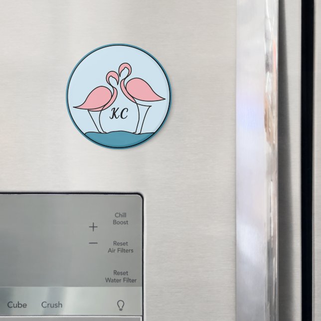 Pink Flamingos Monogram Art oder Foto Kitchen Magnet (In Situ (Kühlschrank))