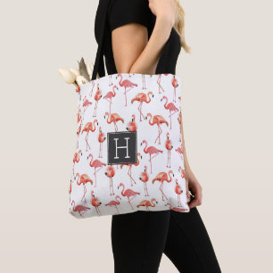 Pink Flamingos Monogram Pattern   Tasche