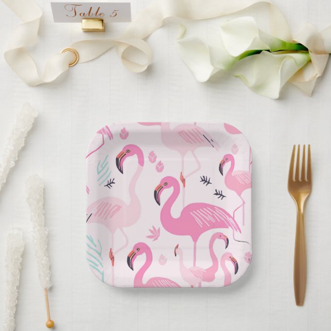 Pink Flamingos Pappteller (Hochzeit)